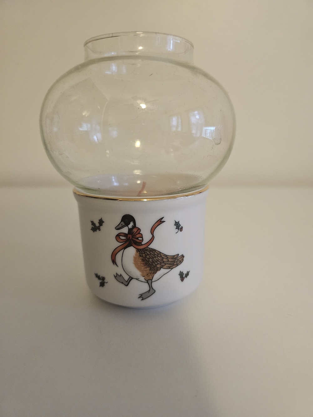 VTG Miniature Christmas Candle Lamp Holiday Goose With Candle